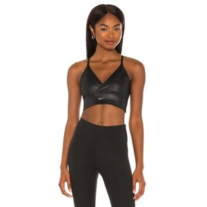 Nike NWT Indy Textured Faux Leather Wrap Shine Sports Bra Size XS